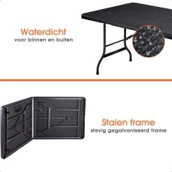 Lenx Klaptafel - Inklapbare Tafel - Opvouwbare Tuintafel - Vouwtafel - Inclusief Handvat En 2 Tafelkleden - 180x75x74cm - 6 Tot 8 Personen -Philips Hue Winkel 1200x1200 773