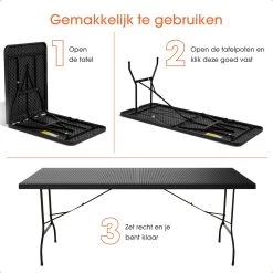Lenx Klaptafel - Inklapbare Tafel - Opvouwbare Tuintafel - Vouwtafel - Inclusief Handvat En 2 Tafelkleden - 180x75x74cm - 6 Tot 8 Personen -Philips Hue Winkel 1200x1200 774