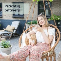 Vita5 Macramé Hangstoel - Voor Binnen En Buiten - Zonder Standaard - Incl. Kussen, Boekenvak En Beschermhoes - Tot 150kg - Bruin/Beige 17 Vita5 Macramé Hangstoel - Voor Binnen En Buiten - Zonder Standaard - Incl. Kussen, Boekenvak En Beschermhoes - Tot 150kg - Bruin/Beige -Philips Hue Winkel 1200x1200 84