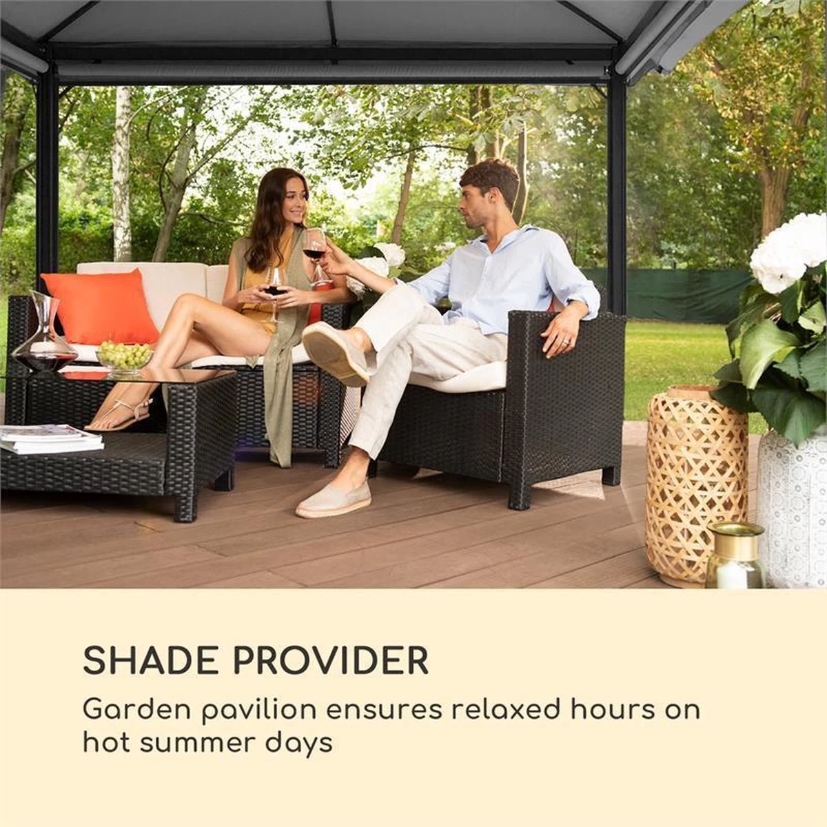 Blumfeldt Grandezza Cortina Tuinpaviljoen , 6 X6 Cm Stalen Frame Met Poedercoating , Overdekt Oppervlak Van 3 X 4 Meter , Polyester 5 Blumfeldt Grandezza Cortina Tuinpaviljoen , 6 X6 Cm Stalen Frame Met Poedercoating , Overdekt Oppervlak Van 3 X 4 Meter , Polyester - Afbeelding 3