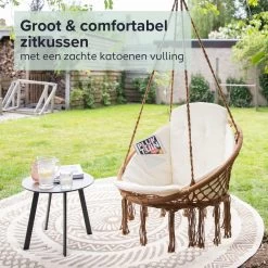 Vita5 Macramé Hangstoel - Voor Binnen En Buiten - Zonder Standaard - Incl. Kussen, Boekenvak En Beschermhoes - Tot 150kg - Bruin/Beige 19 Vita5 Macramé Hangstoel - Voor Binnen En Buiten - Zonder Standaard - Incl. Kussen, Boekenvak En Beschermhoes - Tot 150kg - Bruin/Beige -Philips Hue Winkel 1200x1200 86