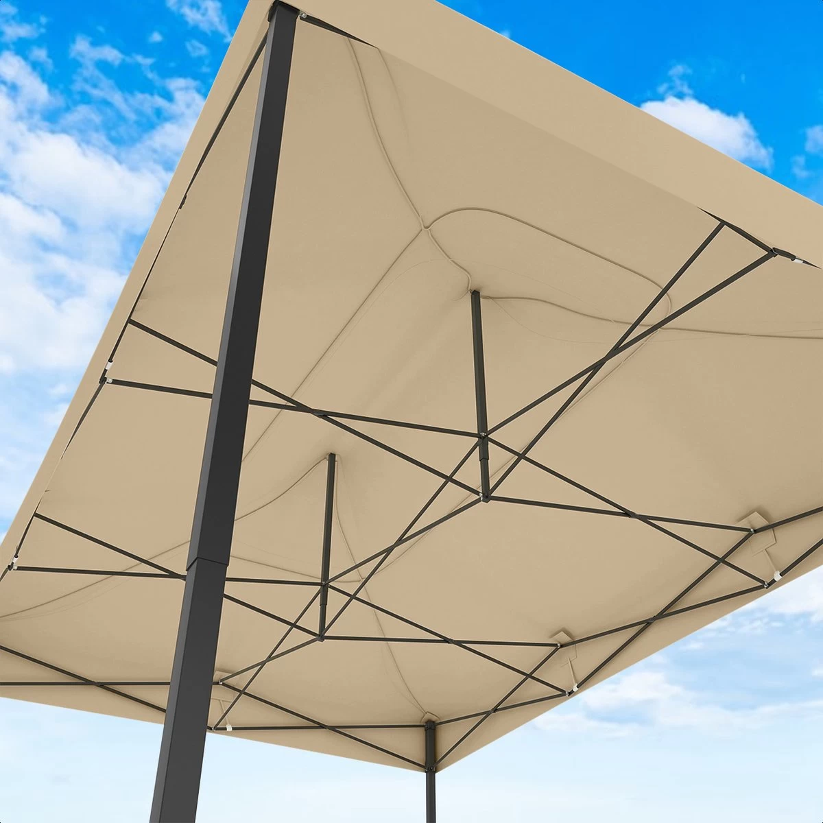 LifeGoods Partytent - 3x4.5 M - Zijwanden - Easy Up - Opvouwbaar - Waterdicht - Draagtas Met Wieltjes - Beige 5 LifeGoods Partytent - 3x4.5 M - Zijwanden - Easy Up - Opvouwbaar - Waterdicht - Draagtas Met Wieltjes - Beige - Afbeelding 3