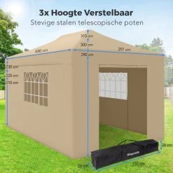 LifeGoods Partytent - 3x4.5 M - Zijwanden - Easy Up - Opvouwbaar - Waterdicht - Draagtas Met Wieltjes - Beige 16 LifeGoods Partytent - 3x4.5 M - Zijwanden - Easy Up - Opvouwbaar - Waterdicht - Draagtas Met Wieltjes - Beige -Philips Hue Winkel 1200x1200 902