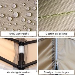 LifeGoods Partytent - 3x3 M - Zijwanden - Easy Up - Opvouwbaar - Waterdicht - Draagtas Met Wieltjes - Beige -Philips Hue Winkel 1200x1200 920