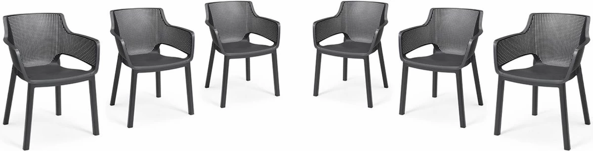 Alice's Garden Tuinset Julie/Elisa - 147x90x74cm - 6 Stoelen - Kunsthars - Grafietkleur 6 Alice's Garden Tuinset Julie/Elisa - 147x90x74cm - 6 Stoelen - Kunsthars - Grafietkleur - Afbeelding 4