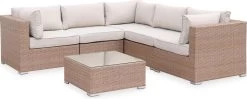 Alice's Garden Loungeset Napoli - 5 Plaatsen - Wicker - 6 Elementen - Beige/Beige -Philips Hue Winkel 1200x479