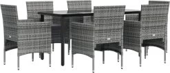 VidaXL 7-delige Tuinset Met Kussens Grijs En Zwart -Philips Hue Winkel 1200x520