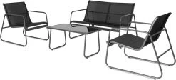 909 Outdoor Tuinset Camilla - 4-delig - Dubbele Zitbank - 2 Stoelen - Tafel - Stalenframe -Philips Hue Winkel 1200x542