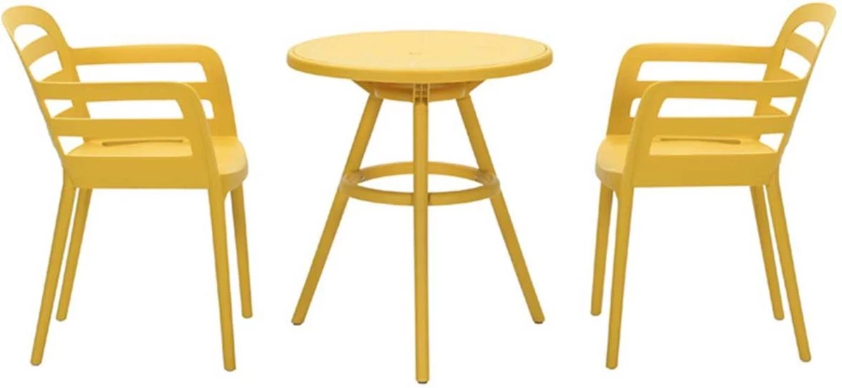 Garden Impressions Mira 3-delige Balkonset - Faria Tuintafel Ø 60 Cm - Okergeel 3 Garden Impressions Mira 3-delige Balkonset - Faria Tuintafel Ø 60 Cm - Okergeel