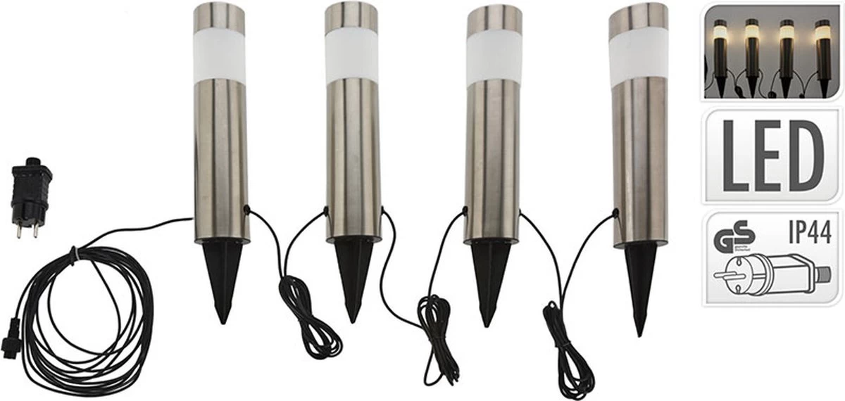 Pro Garden ProGarden Tuinlampen 4 St LED 6.3x37.5 Cm 3 Pro Garden ProGarden Tuinlampen 4 St LED 6.3x37.5 Cm