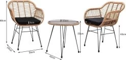 Casaria Tuinset Bali 3 Delig – 1 Tafel/2 Stoelen – Naturel Zwart -Philips Hue Winkel 1200x575