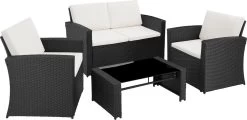 Tectake - Wicker Zitgroep Tuinset Lucca - Zwart - 404131