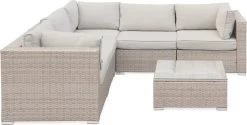 Alice's Garden Loungeset Napoli - 5 Plaatsen - Wicker - 6 Elementen - Beige/Beige -Philips Hue Winkel 1200x609