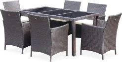Alice's Garden Tuinset Tavola 6 - 150x90x74 - 6 Plaatsen - Wicker - Bruin/Ecru -Philips Hue Winkel 1200x614