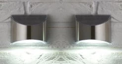 Merkloos Schuttinglamp Lamp Muurlamp Solar Met Sensor Op Zonne-energie. Tuinverlichting. RVS Waterdicht – 10 X 8,5 Cm. 2 Stuks Tuin Tuinlamp