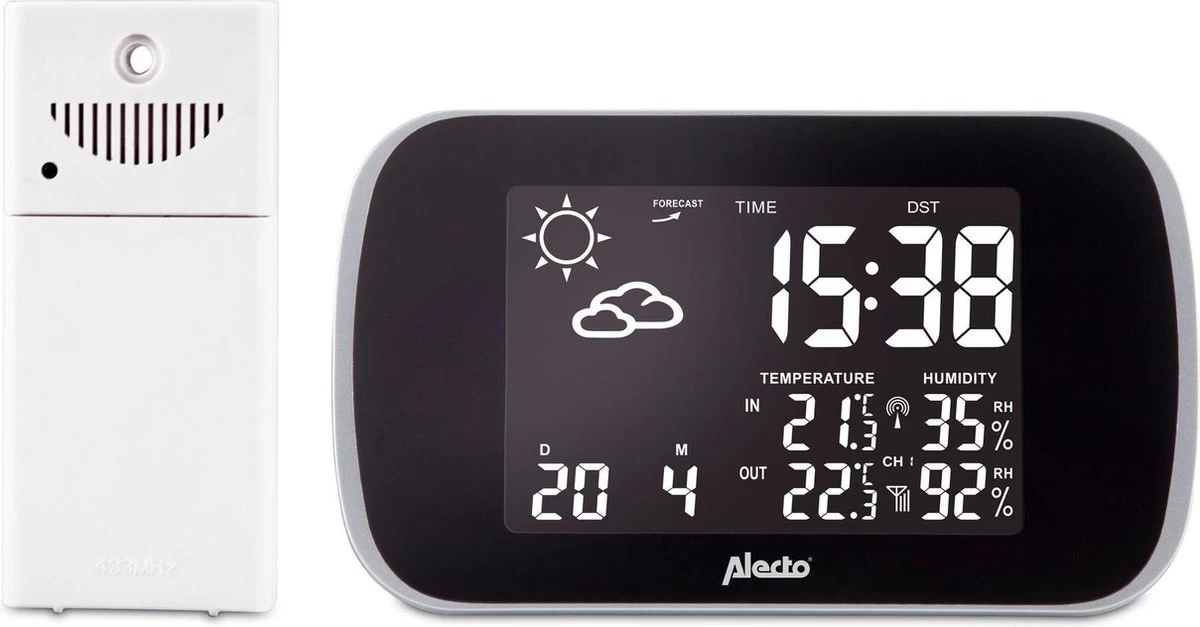 Alecto WS-1650 Weerstation - Draadloze Buitensensor En Geanimeerde Weersvoorspelling - Zwart 8 Alecto WS-1650 Weerstation - Draadloze Buitensensor En Geanimeerde Weersvoorspelling - Zwart - Afbeelding 6