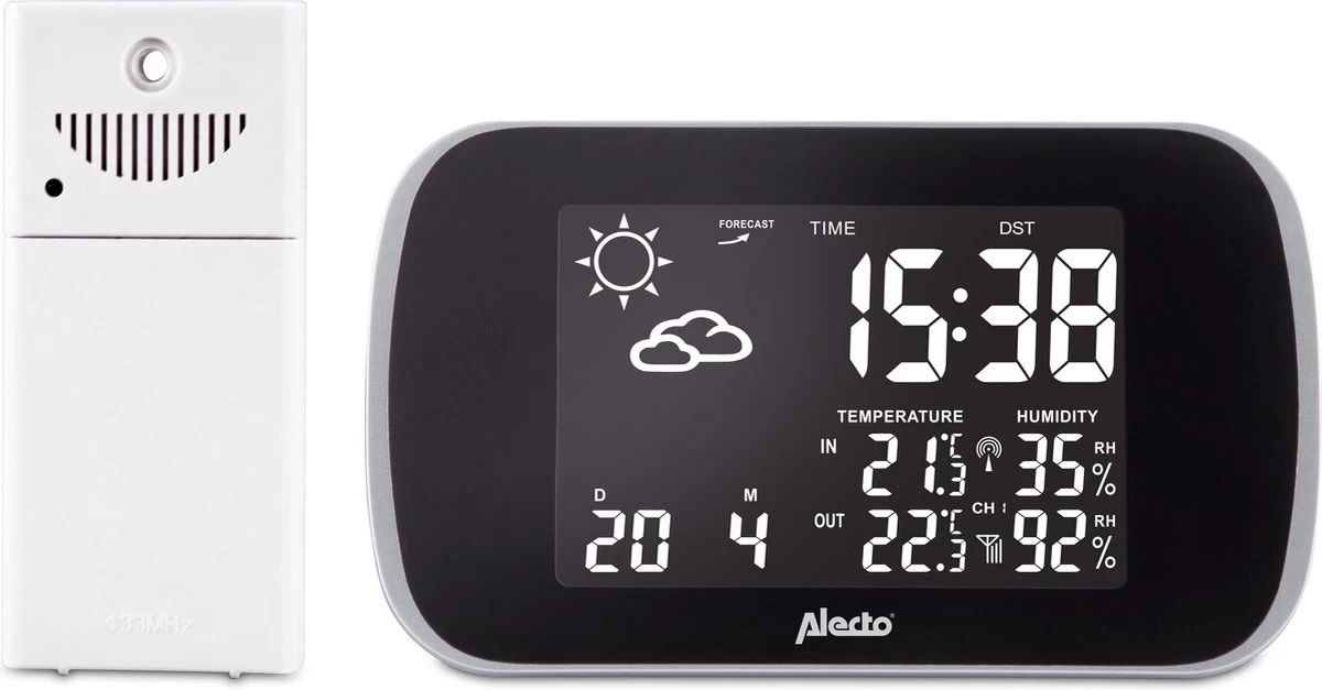 Alecto WS-1650 Weerstation - Draadloze Buitensensor En Geanimeerde Weersvoorspelling - Zwart 11 Alecto WS-1650 Weerstation - Draadloze Buitensensor En Geanimeerde Weersvoorspelling - Zwart - Afbeelding 9