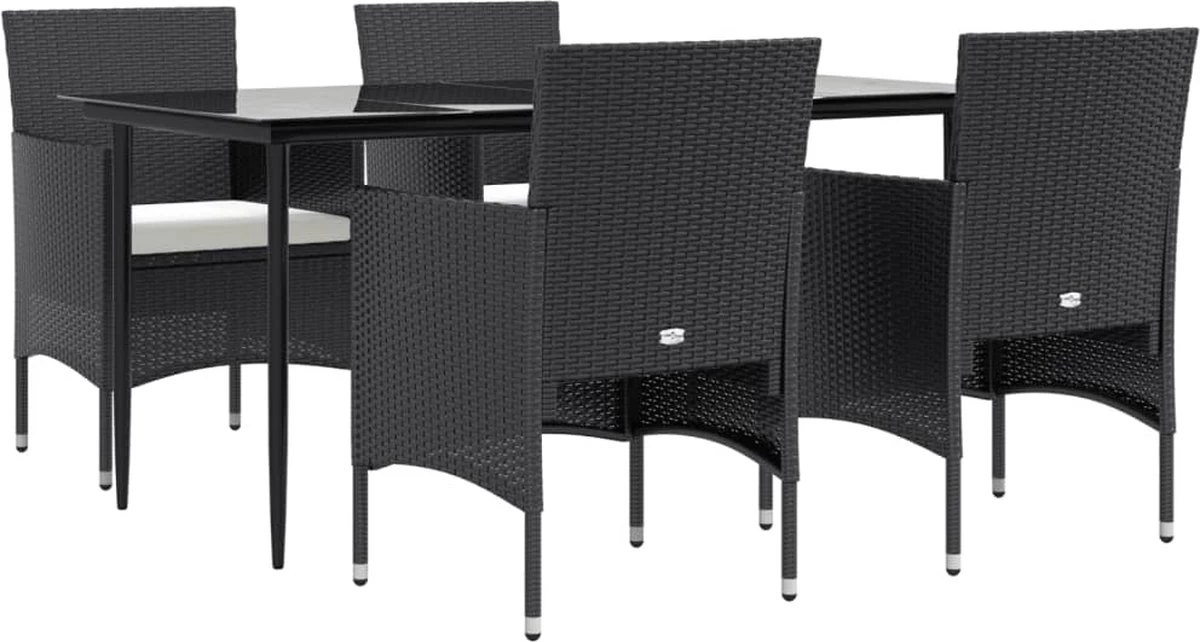 VidaXL 5-delige Tuinset Met Kussens Zwart 10 VidaXL 5-delige Tuinset Met Kussens Zwart - Afbeelding 8