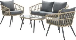 Garden Impressions Franklin Loungeset 4-delig - Wicker - Carbon Black/mystic Grey -Philips Hue Winkel 1200x646