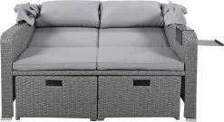 Polyrattan Patio Rieten Meubels Set Voor 2 Personen-Outdoor Rattan Sofa Set Met Intrekbare Luifel-lounge Bank-PE Rotan Loveseat Voor Achtertuin Veranda Tuin Zwembad Balkon-grijs -Philips Hue Winkel 1200x654
