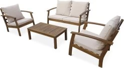 Houten Loungeset 4 Plaatsen - Ushuaïa -ecru Kussens, Bank, Fauteuils En Lage Tafel Van Acacia, Design -Philips Hue Winkel 1200x655 6