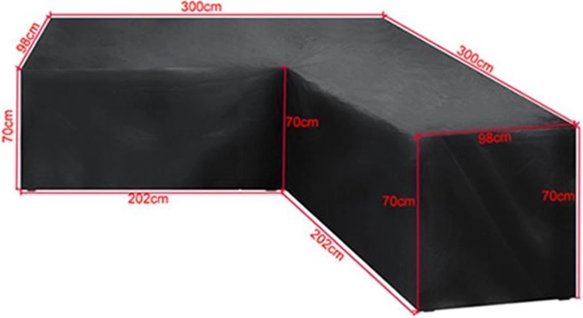 BOTC Tuinbank Beschermhoes - Beschermhoes Voor Hoekbank - Premium Tuinbank Beschermhoes - L-vorm - 300/98 X 300/98 X 70cm - Zwart 5 BOTC Tuinbank Beschermhoes - Beschermhoes Voor Hoekbank - Premium Tuinbank Beschermhoes - L-vorm - 300/98 X 300/98 X 70cm - Zwart - Afbeelding 3