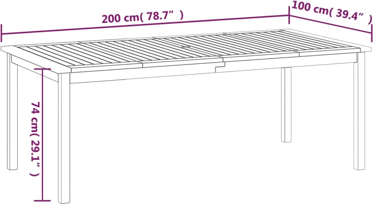 Prolenta Premium - Tuintafel 200x100x74 Cm Massief Acaciahout 7 Prolenta Premium - Tuintafel 200x100x74 Cm Massief Acaciahout - Afbeelding 5