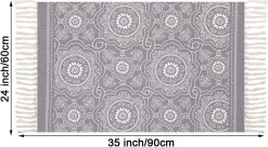 SHACOS Katoenen Tapijt, Loper Voor Keuken, Hal, Handgeweven Boho Karpet, Wasbare Bedrukte Karpetten Voor Binnen Met Kwastjes, Vintage Loper Voor Woonkamer, Slaapkamer, Wasruimte (grijs, 60x90 Cm) -Philips Hue Winkel 1200x663 3