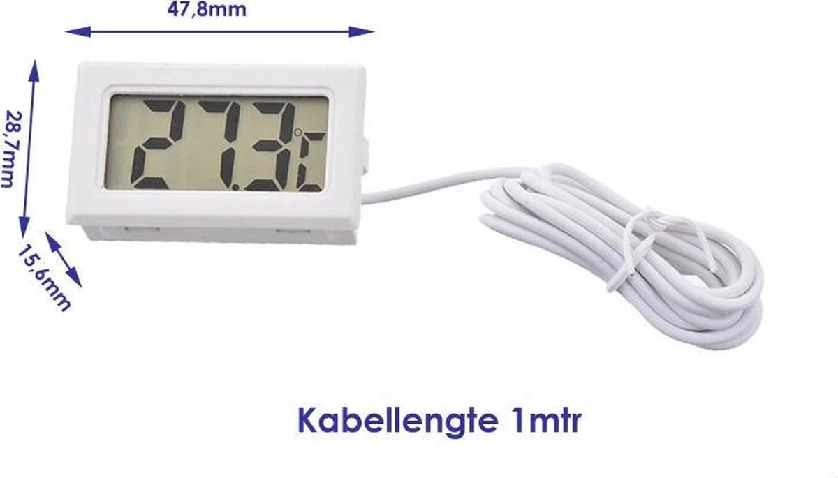 Digitale Aquarium Thermometer Met Meetsonde (1 Meter) - Geschikt Voor Binnen én Buiten! 4 Digitale Aquarium Thermometer Met Meetsonde (1 Meter) - Geschikt Voor Binnen én Buiten! - Afbeelding 2