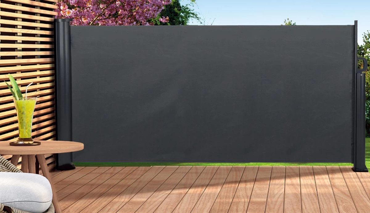 GoodVibes - Uittrekbaar Windscherm Antraciet 160x300 Cm - Oprolbaar - Strand - Camping - Zonnescherm - Schaduw - Terras - Zijluifel 3 GoodVibes - Uittrekbaar Windscherm Antraciet 160x300 Cm - Oprolbaar - Strand - Camping - Zonnescherm - Schaduw - Terras - Zijluifel