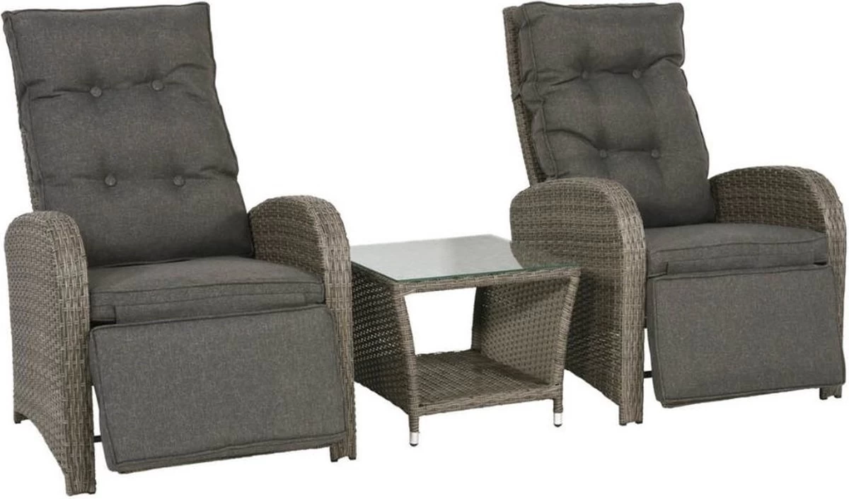 Loungeset Duoset Melia 2 Verstelbare Stoelen + Tafel - Balkonset 3 Loungeset Duoset Melia 2 Verstelbare Stoelen + Tafel - Balkonset