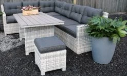 Merkloos Rivièra | Loungeset Hoekset Dining Set Tuinset | Wicker | Hoekbank, Hoge Tuintafel, 2 Hockers | 6 Zitplaatsen -Philips Hue Winkel 1200x725 1