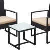 Hoppa! Tuinmeubelset. Set Van 3. Gemaakt Van Polyrattan. Voor Buiten. Terras. Balkon. Tuin. Eenvoudige Montage. Bijzettafel En 2 Stoelen. Zwart-beige -Philips Hue Winkel 1200x731