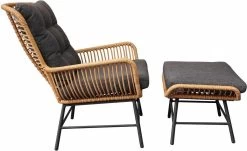 BUITEN Living Dex Wicker Loungestoel Tuin Incl. Wicker Voetenbank | Wicker + Aluminium | Bamboe Antraciet -Philips Hue Winkel 1200x733
