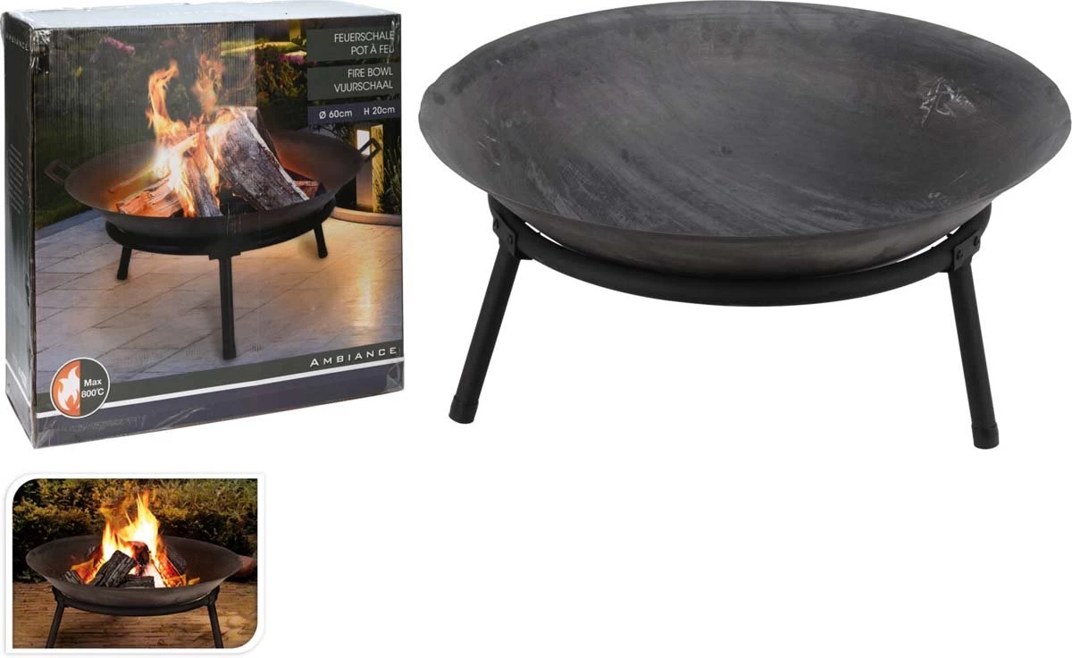 Vuurschaal Gietijzer Ø 50 Cm Op Standaard - Zwart 6 Vuurschaal Gietijzer Ø 50 Cm Op Standaard - Zwart - Afbeelding 4