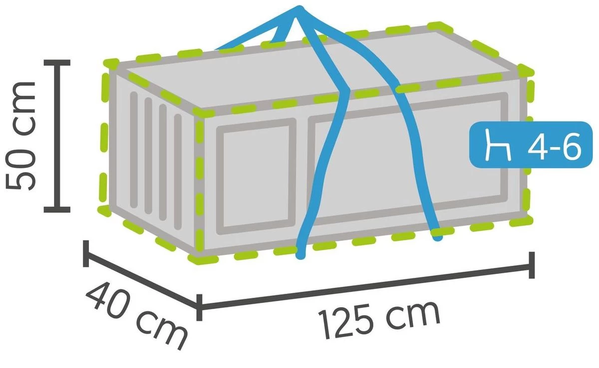 Opbergtas Voor Tuinmeubelkussens - 125 X 40 X 50 Cm (4 – 6 Lounge- Tuinkussens) - Grijs / Antraciet 6 Opbergtas Voor Tuinmeubelkussens - 125 X 40 X 50 Cm (4 – 6 Lounge- Tuinkussens) - Grijs / Antraciet - Afbeelding 4