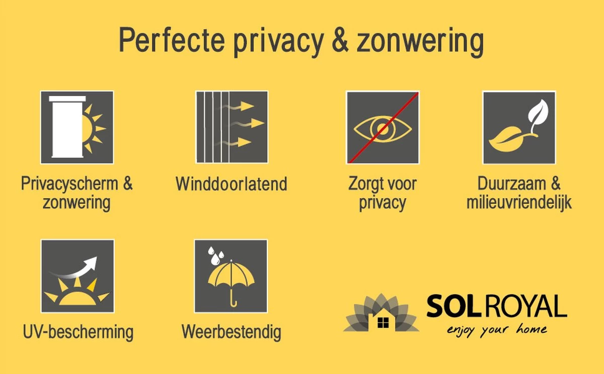 Sol Royal Premium Balkonscherm Riet - Privacyscherm Voor Balkon Solvision S36 - Balkondoek Riet 600x90cm 15 Sol Royal Premium Balkonscherm Riet - Privacyscherm Voor Balkon Solvision S36 - Balkondoek Riet 600x90cm - Afbeelding 13