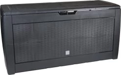 Opbergbox 310L UV-Bestendig Weerbestendig Wielen Tuinbox Rotan-look Antraciet