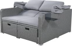 Polyrattan Patio Rieten Meubels Set Voor 2 Personen-Outdoor Rattan Sofa Set Met Intrekbare Luifel-lounge Bank-PE Rotan Loveseat Voor Achtertuin Veranda Tuin Zwembad Balkon-grijs -Philips Hue Winkel 1200x761