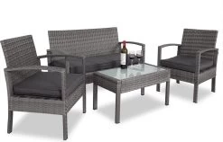 Casaria Polyrattan Loungeset – 2 Stoelen 1 Bank 1 Tafel - Antraciet -Philips Hue Winkel 1200x768 2