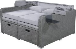 Polyrattan Patio Rieten Meubels Set Voor 2 Personen-Outdoor Rattan Sofa Set Met Intrekbare Luifel-lounge Bank-PE Rotan Loveseat Voor Achtertuin Veranda Tuin Zwembad Balkon-grijs -Philips Hue Winkel 1200x769