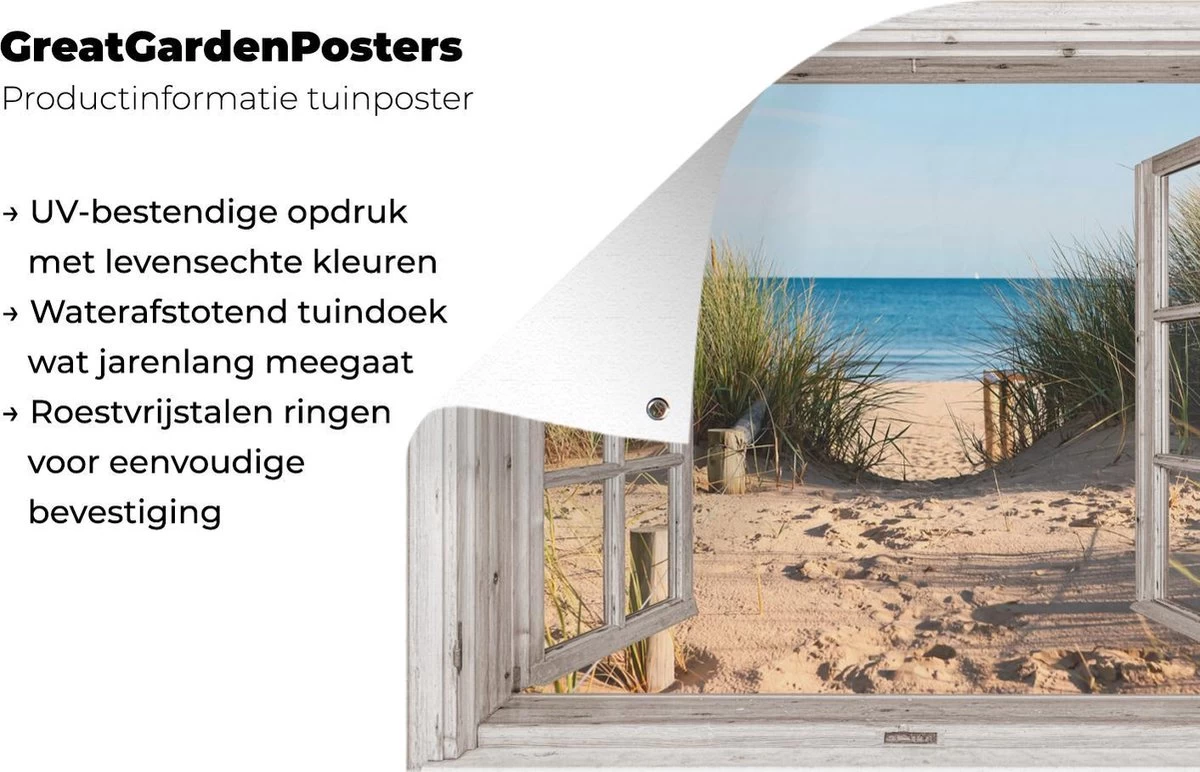 Tuinposter Doorkijk Door Openslaand Wit Raam - Hollandse Duinen - Strand - Zee - 120x90 Cm - Tuindoek - Tuinposter - Tuin Decoratie - Tuinposters Buiten 8 Tuinposter Doorkijk Door Openslaand Wit Raam - Hollandse Duinen - Strand - Zee - 120x90 Cm - Tuindoek - Tuinposter - Tuin Decoratie - Tuinposters Buiten - Afbeelding 6