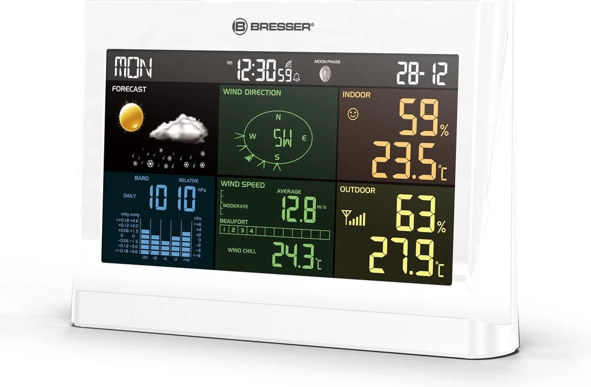 Bresser 5-in-1 Weerstation - Met Multifunctionele Buitensensor - Met Regen- En Windmeter - Wit 8 Bresser 5-in-1 Weerstation - Met Multifunctionele Buitensensor - Met Regen- En Windmeter - Wit - Afbeelding 6