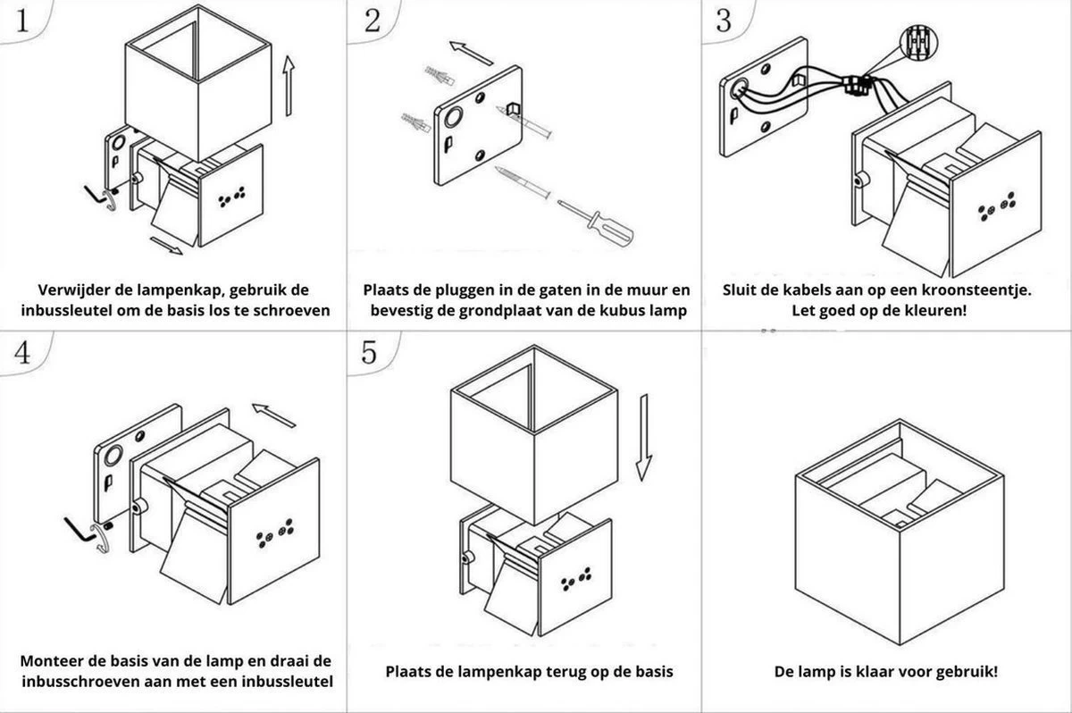 LED Wandlamp Dimbaar Set Van 3 - Zwart - 2x3 Watt - 3000k Warm Wit - 10x10x10cm - Geschikt Voor Binnen En Buiten - Kubus Lamp - Industrieel 12 LED Wandlamp Dimbaar Set Van 3 - Zwart - 2x3 Watt - 3000k Warm Wit - 10x10x10cm - Geschikt Voor Binnen En Buiten - Kubus Lamp - Industrieel - Afbeelding 10