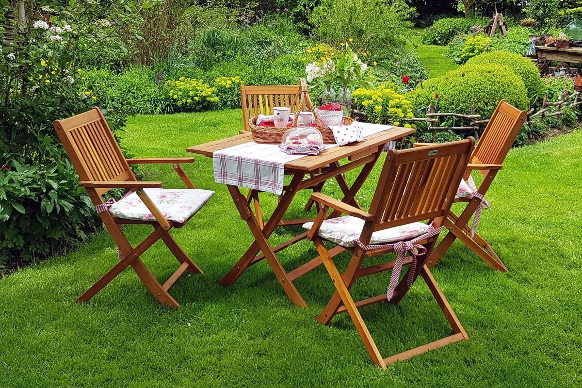 Merkloos Luxe Tuinset 'Sydney' - 5-delig - Acaciahout - FSC Gecertificeerd 6 Merkloos Luxe Tuinset 'Sydney' - 5-delig - Acaciahout - FSC Gecertificeerd - Afbeelding 4