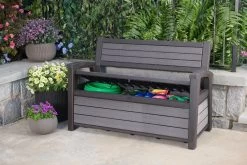 Keter - Hudson Bench Box - 2-zits Bank - Opbergbox - Hout Look & Feel - 227L - 138x63x89cm - Antraciet 21 Keter - Hudson Bench Box - 2-zits Bank - Opbergbox - Hout Look & Feel - 227L - 138x63x89cm - Antraciet -Philips Hue Winkel 1200x800 120