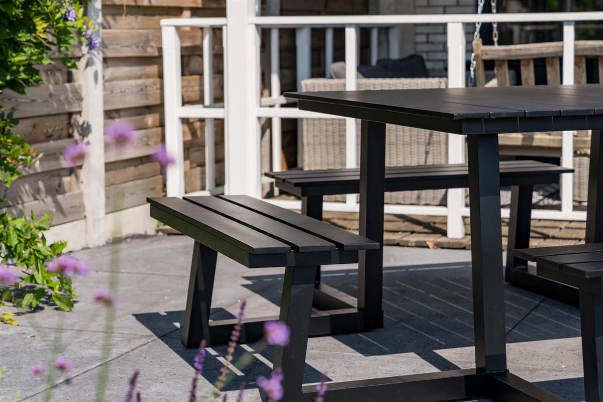 MaximaVida Vierkante Aluminium Picknicktafel Dex 215 Cm Zwart - Lage Instap 5 MaximaVida Vierkante Aluminium Picknicktafel Dex 215 Cm Zwart - Lage Instap - Afbeelding 3