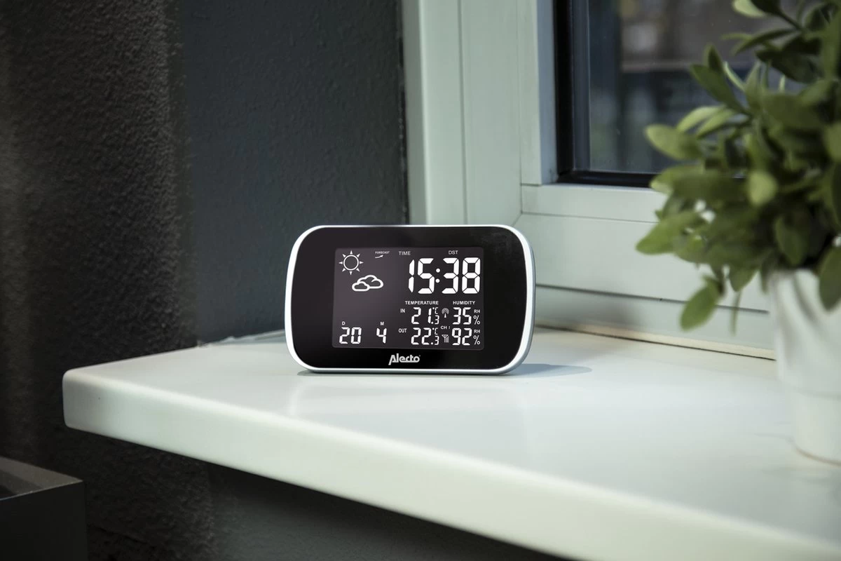 Alecto WS-1650 Weerstation - Draadloze Buitensensor En Geanimeerde Weersvoorspelling - Zwart 6 Alecto WS-1650 Weerstation - Draadloze Buitensensor En Geanimeerde Weersvoorspelling - Zwart - Afbeelding 4