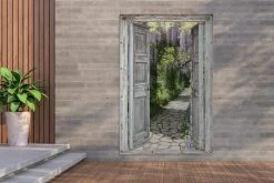 Tuinposter - Doorkijkje - Lente - Bos - Stenen - 120x180 Cm - Tuinschilderij - Tuin- Tuindoek -Philips Hue Winkel 1200x800 462