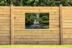 Tuinposter Waterval - Tuindoek - Lichtgroen - Tuinschilderij Voor Buiten - 120x80 Cm - Tuindecoratie -Philips Hue Winkel 1200x800 484